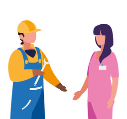 couple of professional workers characters