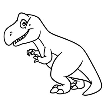 Tyrannosaur dinosaur predator animal character cartoon illustration isolated image coloring page