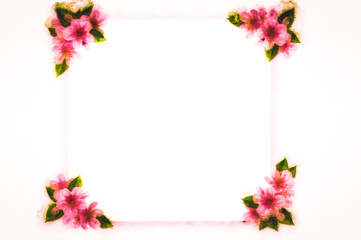 mockup, with hand-painted flowers, with beautiful flowers. Blank space or background for text space. Space for vector lustration. Template for a poster, cards, banner.