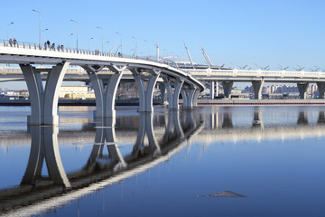 Pedestrian Yacht Bridge in St.Petersburg.