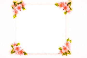 mockup, with hand-painted flowers, with beautiful flowers. Blank space or background for text space. Space for vector lustration. Template for a poster, cards, banner.