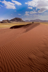 Fototapeta na wymiar Begegnung auf der Sanddüne in der Wüste