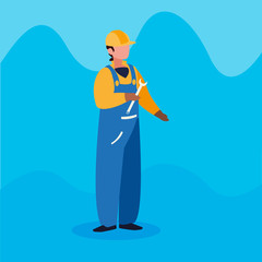 builder construction worker with wrench character