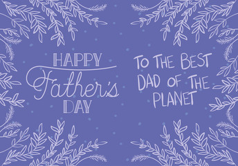 happy fathers day card with leafs decoration