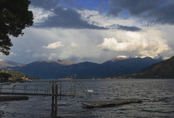 livid light on como Lake while a storm is coming