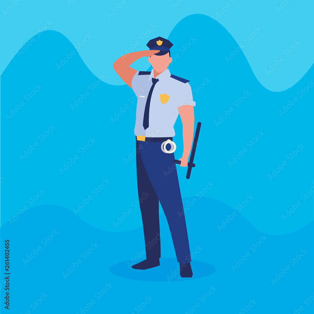 Wall mural police officer law character