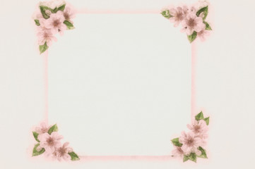 Fototapeta na wymiar mockup, with hand-painted flowers, with beautiful flowers. Blank space or background for text space. Space for vector lustration. Template for a poster, cards, banner.