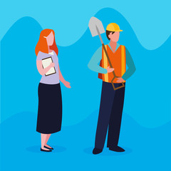 couple of professional workers characters