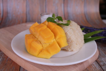 Thai dessert, Mango with sticky rice.