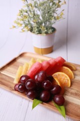 Mix cutting fruit on plate