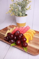 Mix cutting fruit on plate