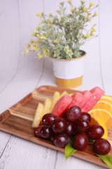 Mix cutting fruit on plate