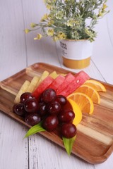 Mix cutting fruit on plate