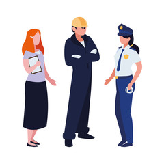 group of professional workers characters