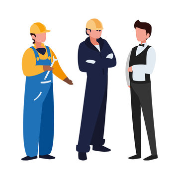 group of professional workers characters