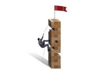Businessman climbing to the top success