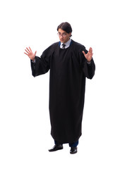 Young handsome judge isolated on white 