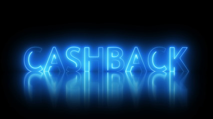 Cashback text with visual effect of electricity and illumination, 3d rendering computer generated background for banks and retail networks