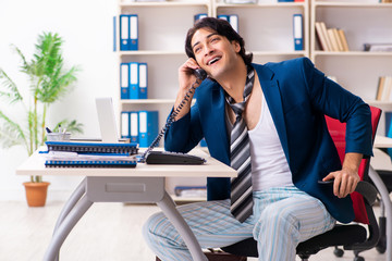 Employee coming to work straight from bed