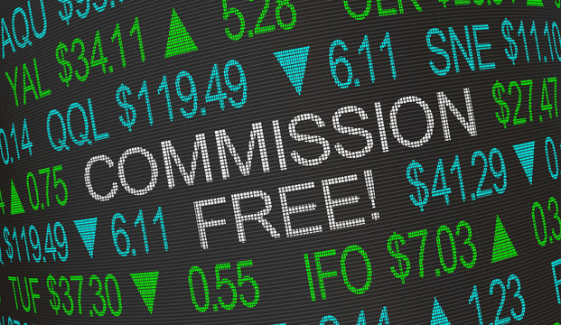 Commission Free No Fees Trading Brokerage Stock Market Ticker 3d Illustration