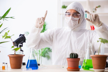 Biotechnology chemist working in lab