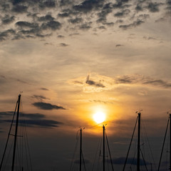 Sunset over the sailboats in Prince Edward Island, Canada 
