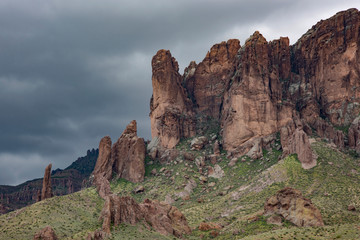 Fototapeta na wymiar Storm sky above Superstition Mountain, Lost Dutchman State Park, Arizona