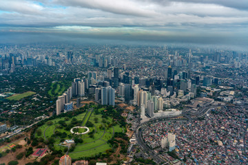 Fototapeta na wymiar Bird view of Bonifacio Global city skyline in the morning