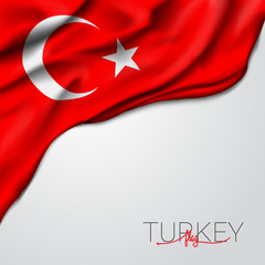 Turkey waving flag vector illustration