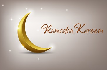 Fototapeta na wymiar Ramadan Kareem greeting card with crescent moon
