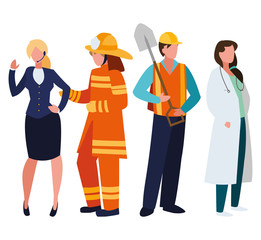 group of professional workers characters