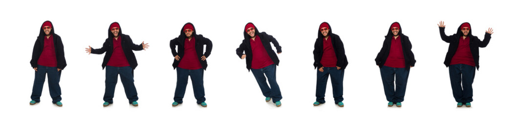 Overweight man isolated on the white