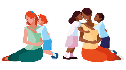 interracial mothers with little kids characters
