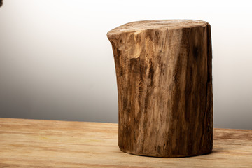 Wooden Butcher Round Shaped on White Background.