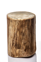 Wooden Butcher Round Shaped on White Background.