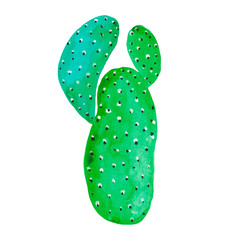 Hand painted decorative cactus in fantasy style Bright green cactus