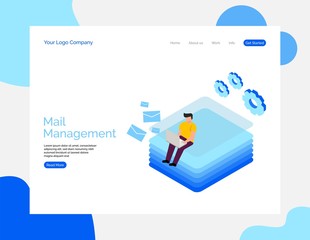 Mail management vector background for website