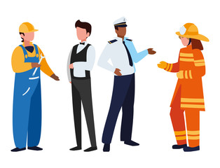 group of professional workers characters