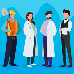 group of professional workers characters