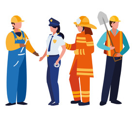 group of professional workers characters
