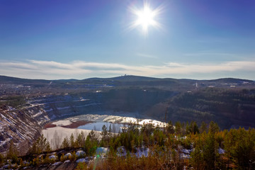 View of the quarry and the old mine from the observation platform
