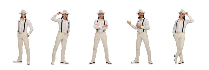 Man in funny concept isolated on white