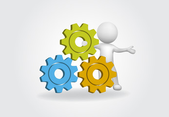 3d Small People with gears vector design