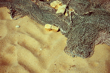 fishing net on the sand