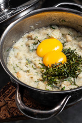 acorda de marisco portuguese traditional seafood  bread and egg stew