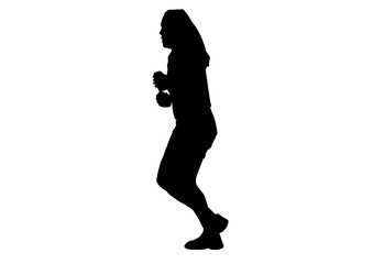 Fototapeta na wymiar Silhouette women run Exercise for Health At area Stadium Outdoors.