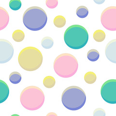 Seamless pattern with balls or balls painted in multicolored colors. isolated on white background. For textile design and other things. Modern colorful cartoon vector illustration. Spring ornament