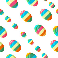 Seamless Pattern with eggs colored for easter isolated on white background. For textile design and other. Modern colorful cartoon vector illustration. Spring Holiday ornament