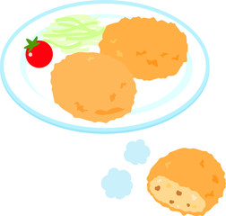 皿に盛られたコロッケ