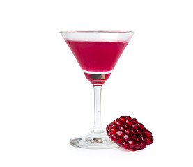 Pomegranate juice isolated on white background.